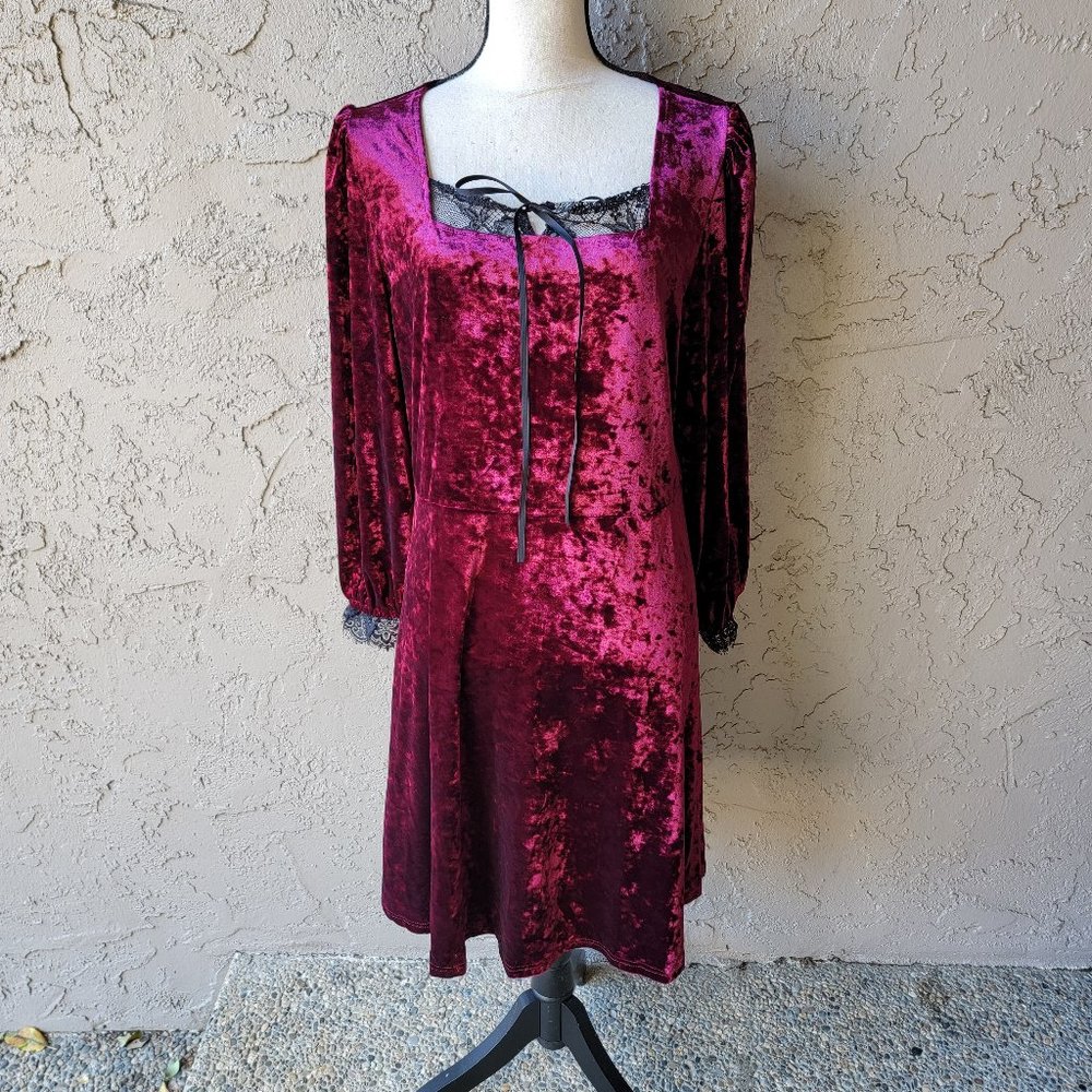 NWOT SHEIN Burgundy Velvet Dress sz 2XL